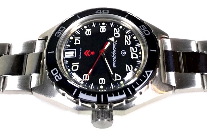 Russian automatic 24hr watch VOSTOK KOMANDIRSKIE, stainless steel