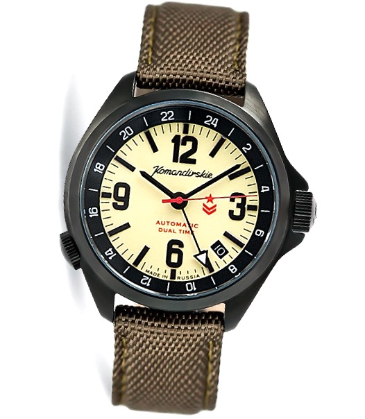 Russian automatic watch VOSTOK KOMANDIRSKIE DUALTIME K-34 with 