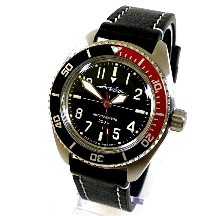 Russian Automatic Pilot S Watch Vostok Amphibia Sniper With Swords Glass Back And Aviator Strap